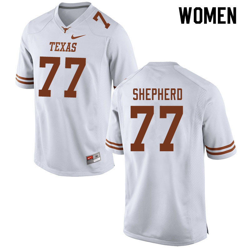 Women #77 Javonne Shepherd Texas Longhorns College Football Jerseys Sale-White - Click Image to Close